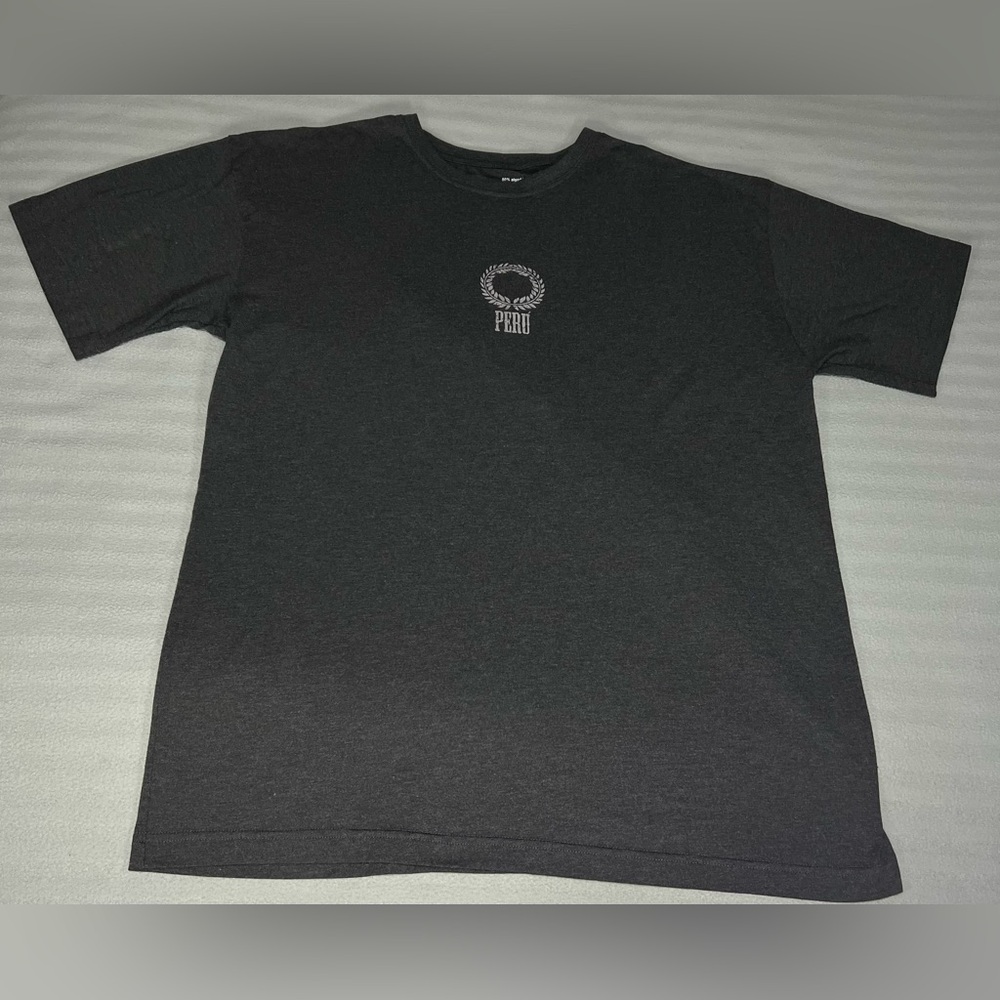 Morpho Peru Print Short Sleeve Shirt Gray 2XL XXL 50% Cotton 50% Polyester